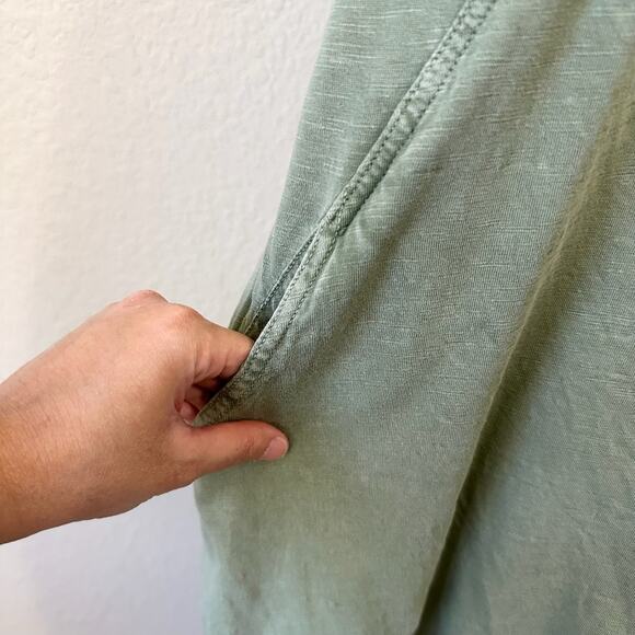 DAILY PRACTICE ANTHROPOLOGIE Lounge Maxi Dress Sage Green Hi-Low Cotton - Picture 5 of 14